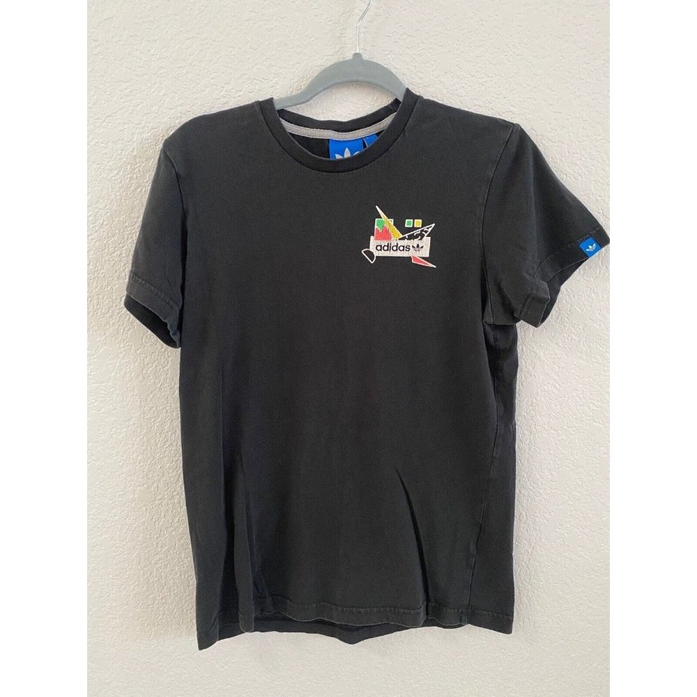 Adidas Trefoil T-shirt Sz S USA‎ Rainbow Neon Black